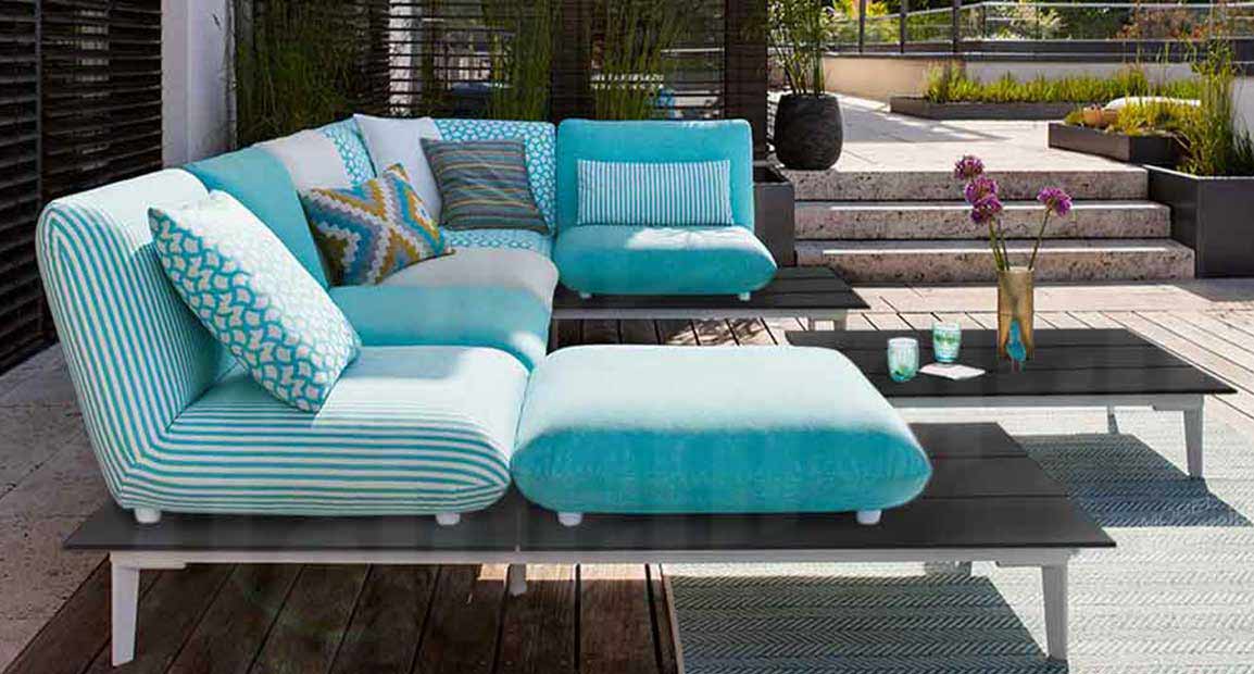 Lagoona dark W.Schillig Sitzgruppe Outdoor Gartenmöbel Lagoona dark Lounge mit Ecke Plateau weiß